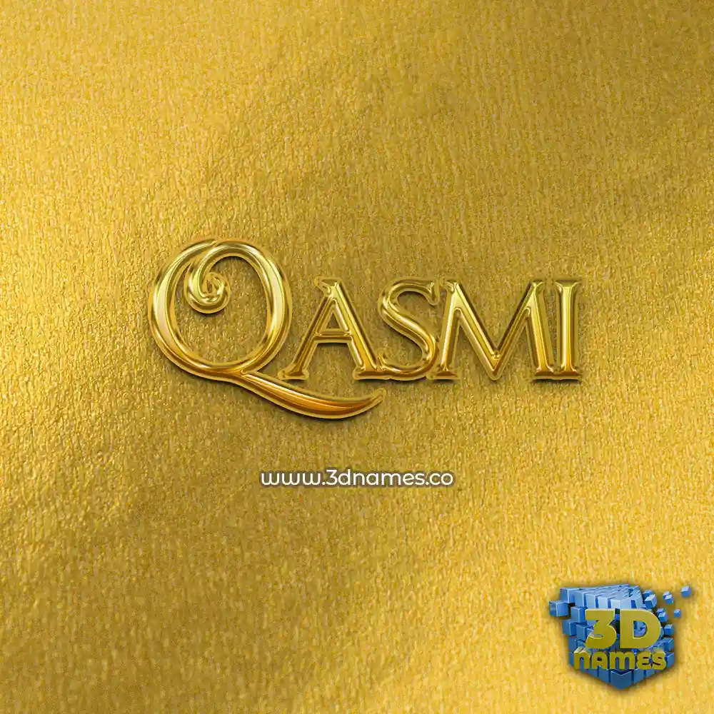 qasmi in All Gold style - 3D name wallpaper