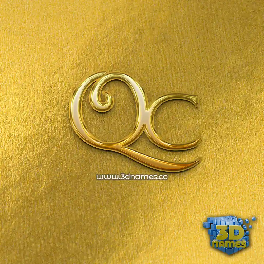 qc in All Gold style - 3D name wallpaper