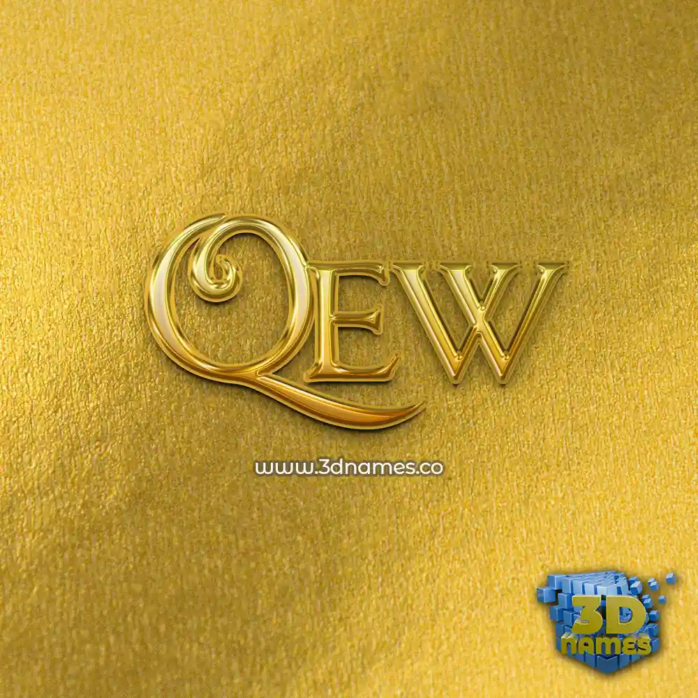 qew in All Gold style - 3D name wallpaper