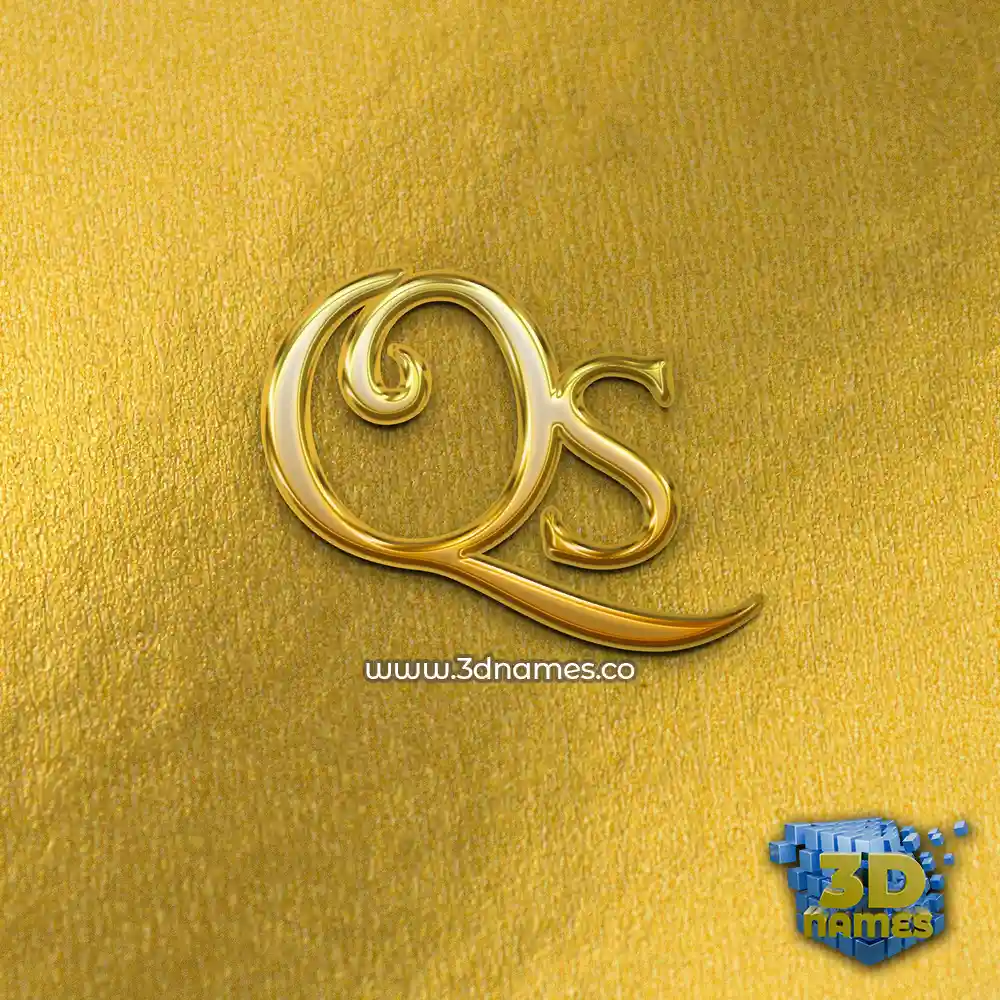 qs in All Gold style - 3D name wallpaper