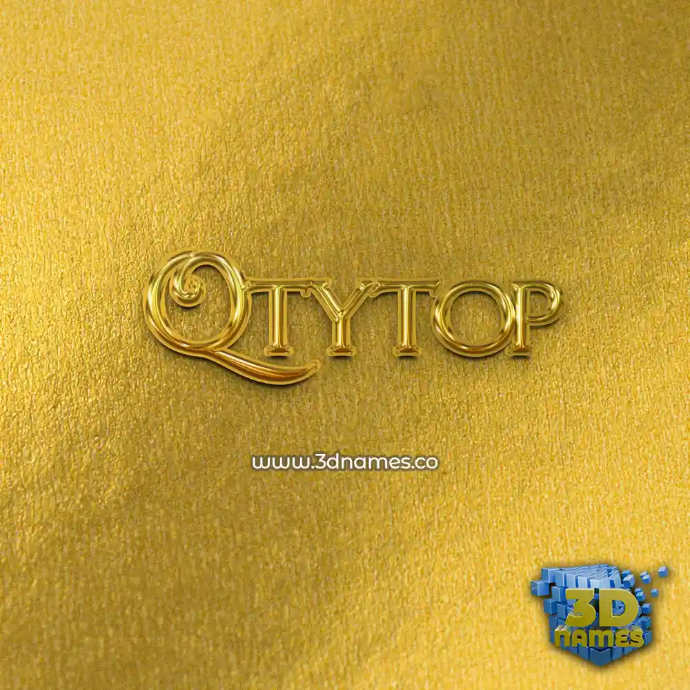 qtytop in All Gold style - 3D name wallpaper