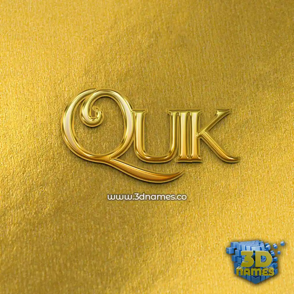 quik in All Gold style - 3D name wallpaper