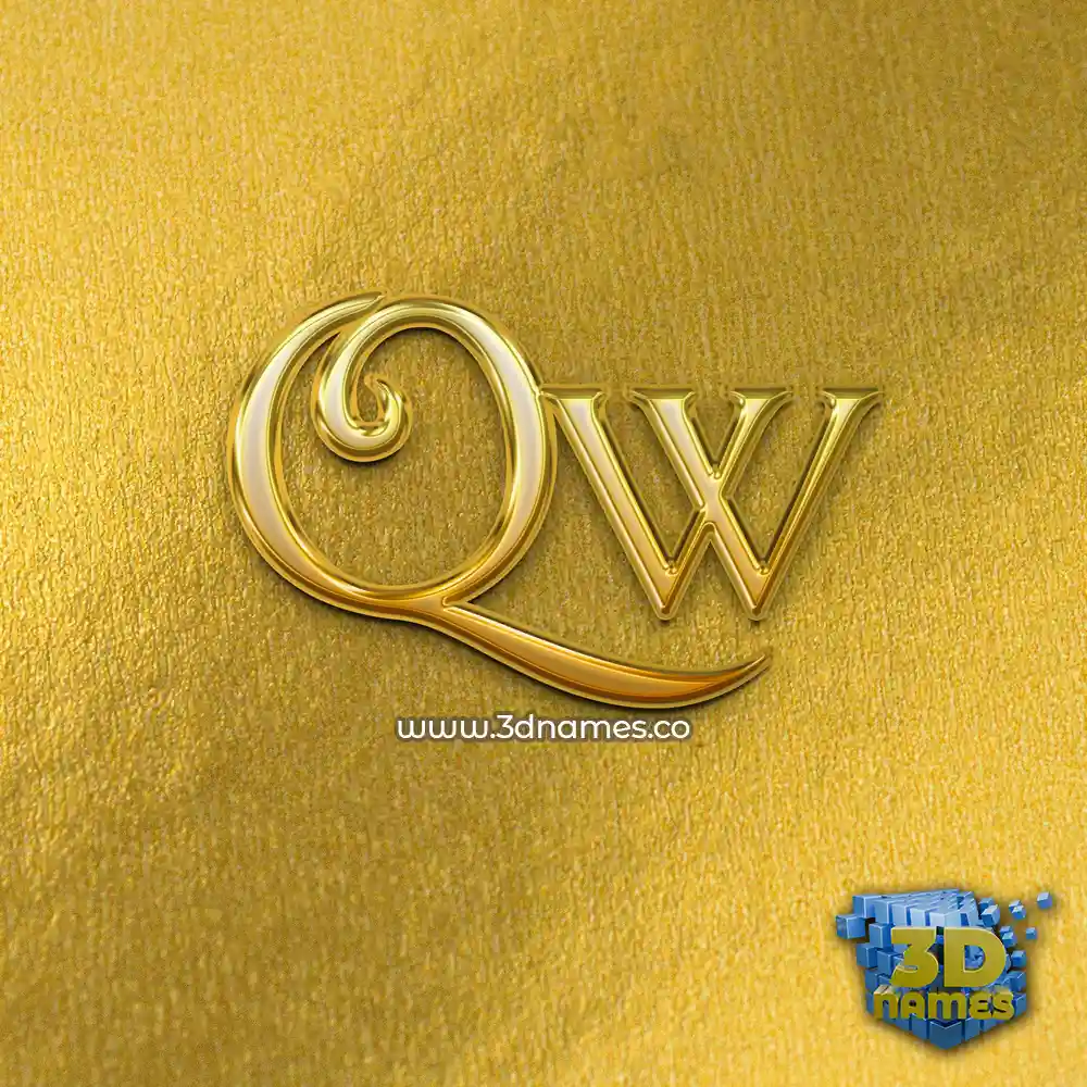 qw in All Gold style - 3D name wallpaper