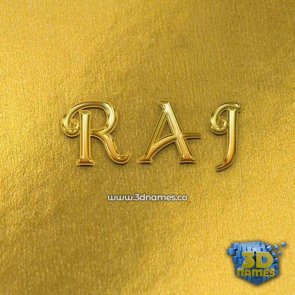 r a j in All Gold style - 3D name wallpaper