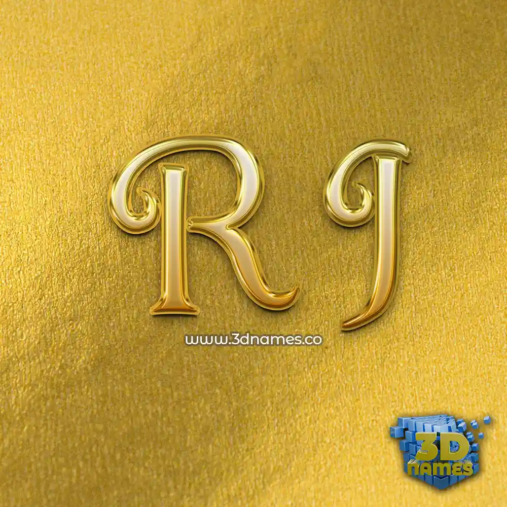 r j in All Gold style - 3D name wallpaper