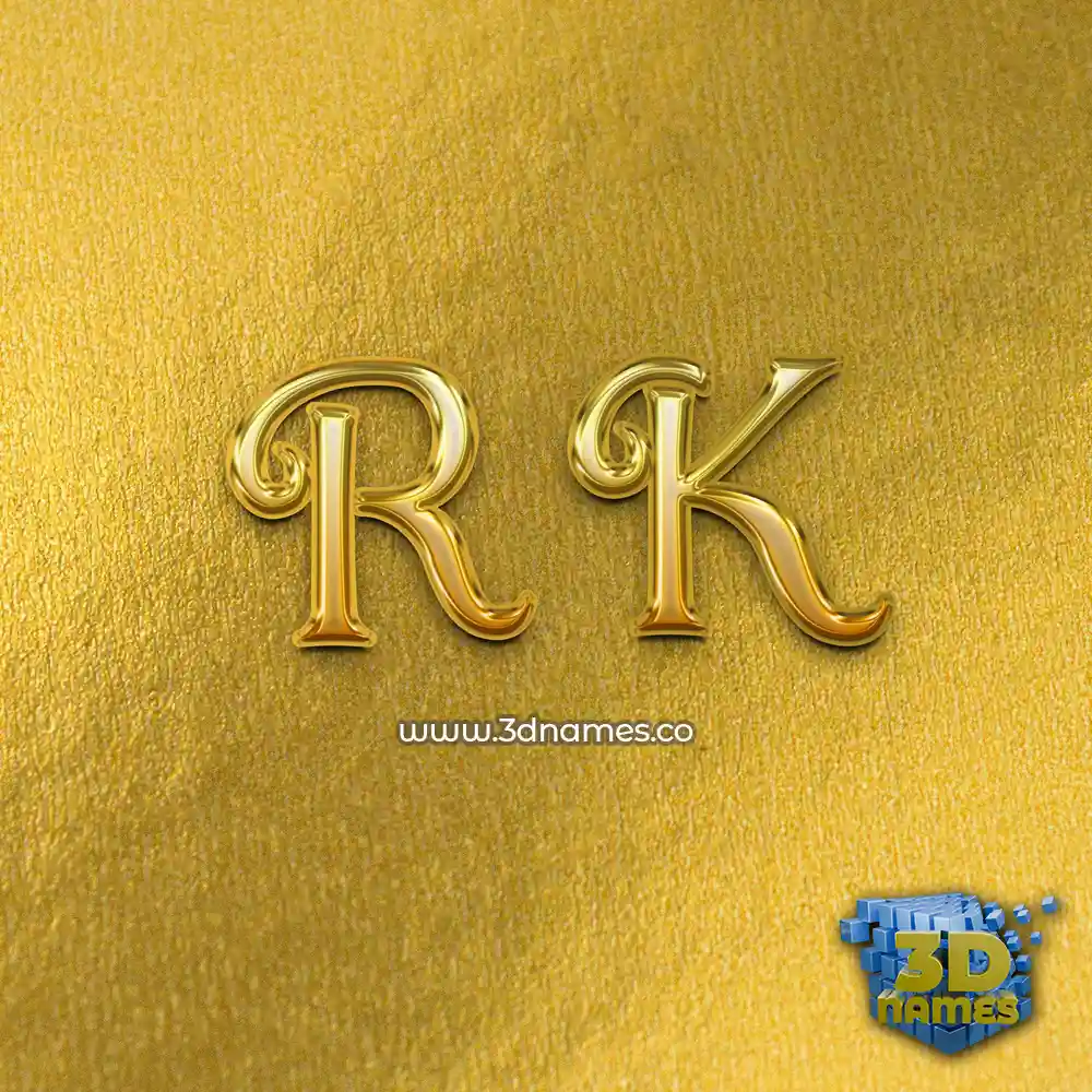 r k in All Gold style - 3D name wallpaper