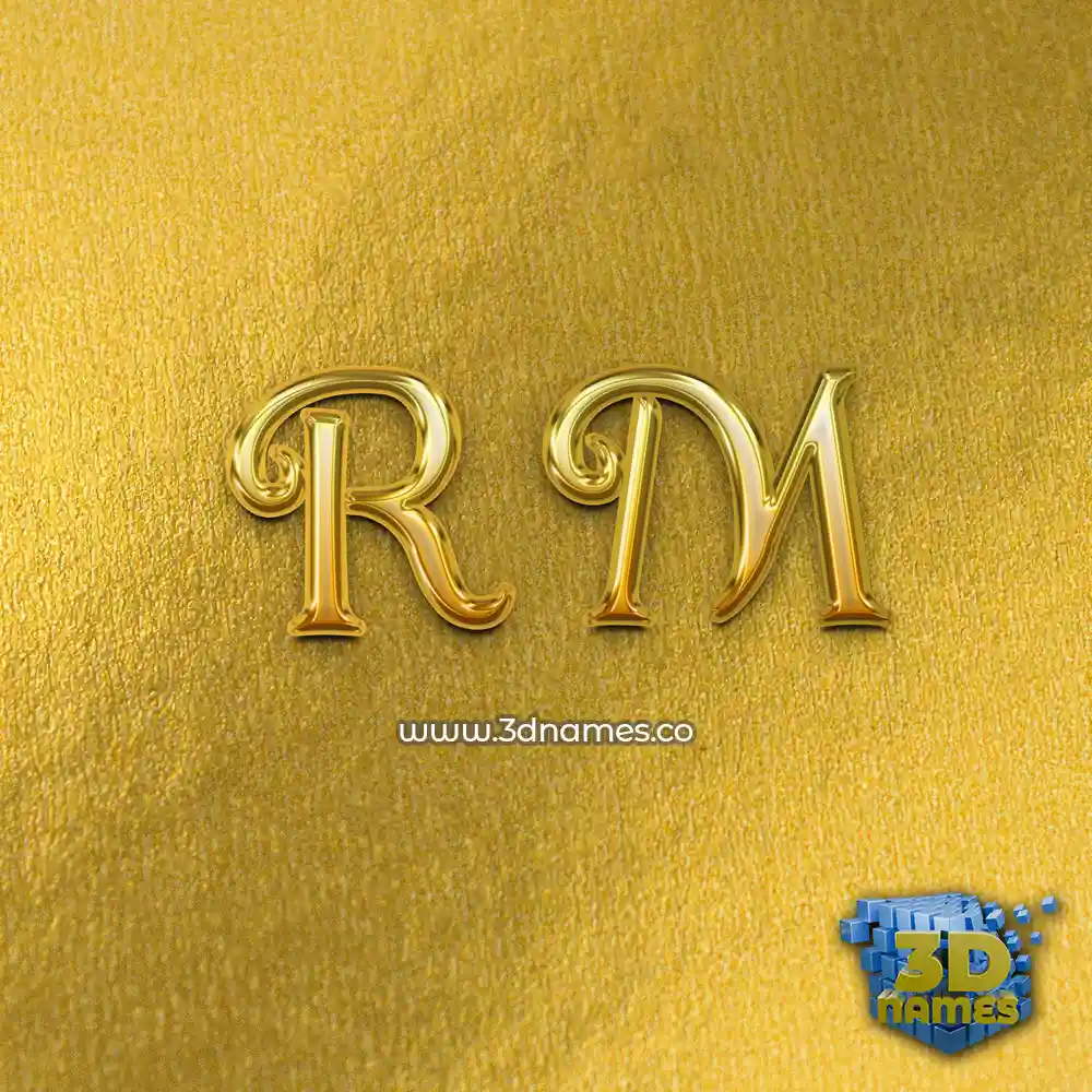 r m in All Gold style - 3D name wallpaper