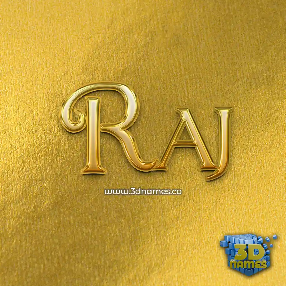 raj in All Gold style - 3D name wallpaper