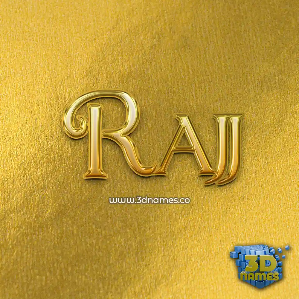 rajj in All Gold style - 3D name wallpaper
