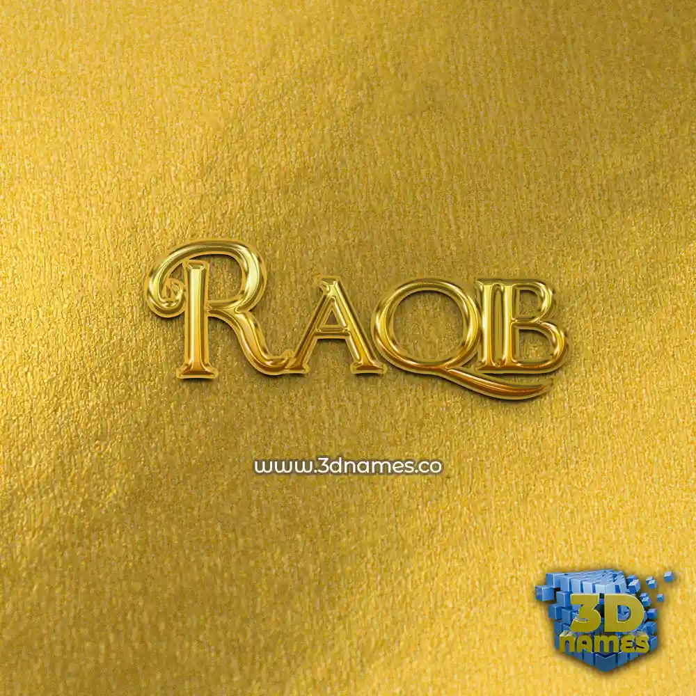 raqib in All Gold style - 3D name wallpaper