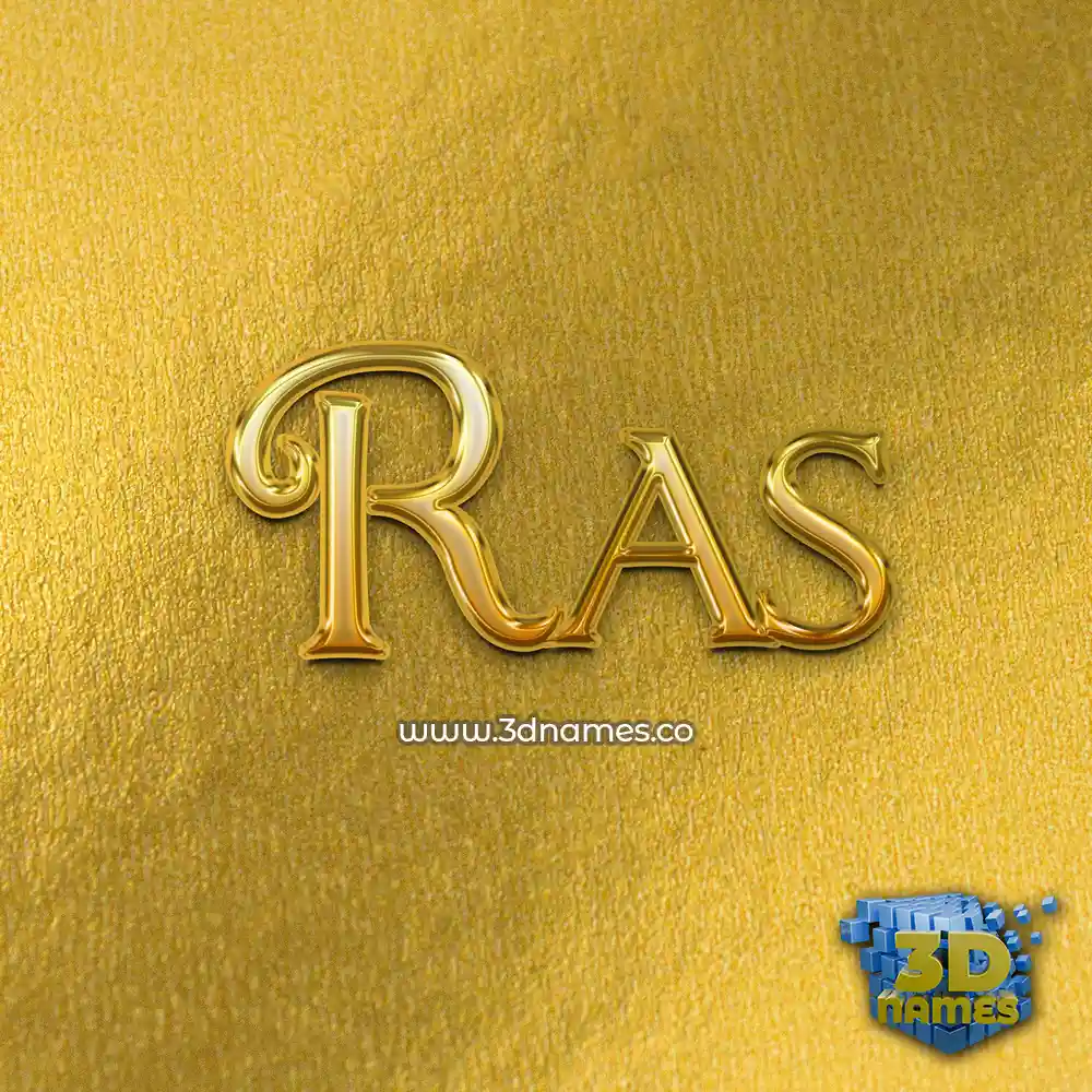 ras in All Gold style - 3D name wallpaper