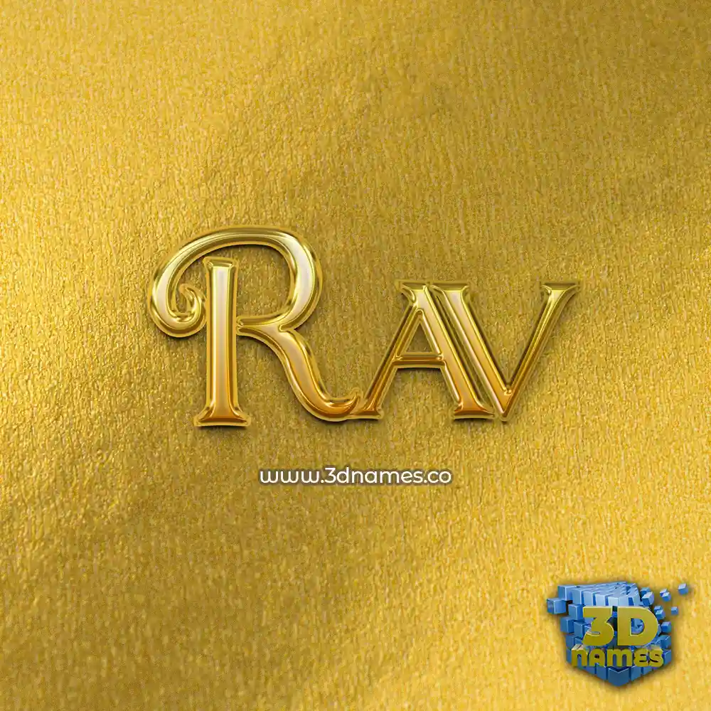 rav in All Gold style - 3D name wallpaper