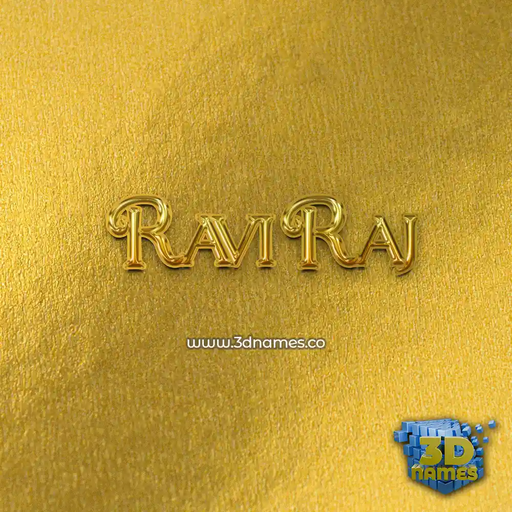 ravi raj in All Gold style - 3D name wallpaper