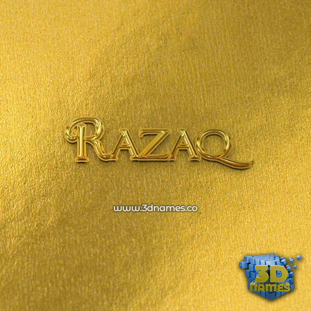 razaq in All Gold style - 3D name wallpaper