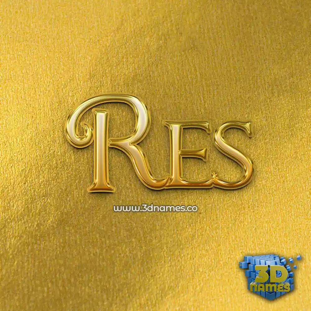 res in All Gold style - 3D name wallpaper