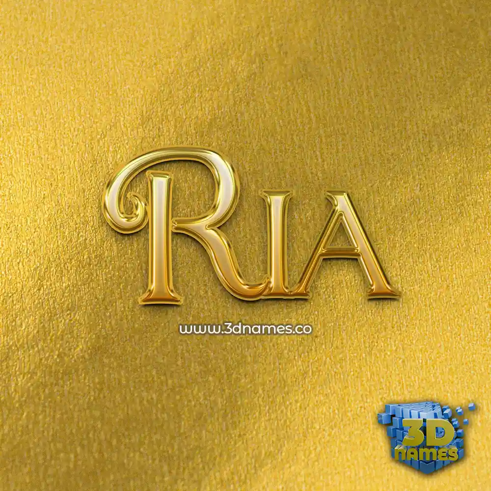 ria in All Gold style - 3D name wallpaper