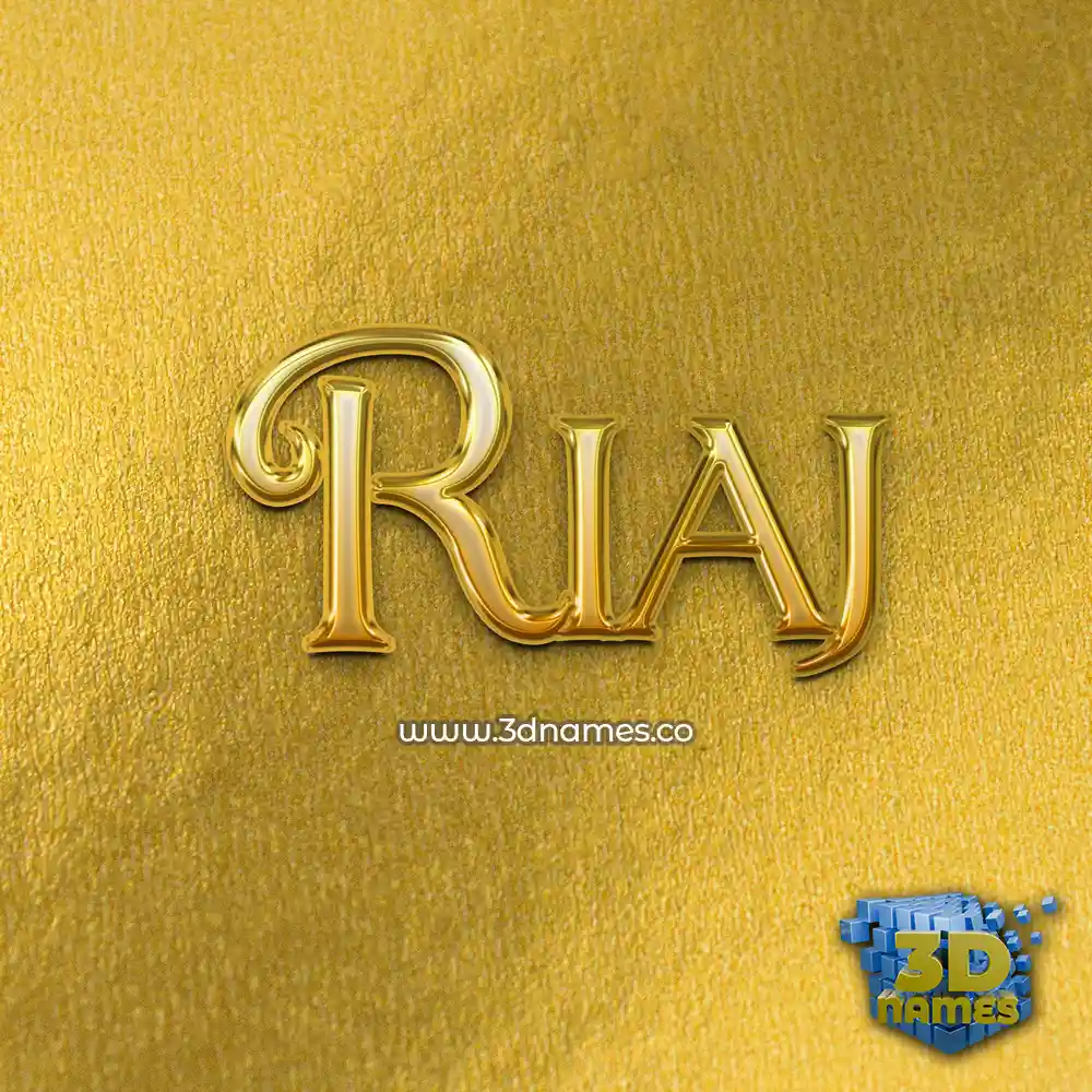 riaj in All Gold style - 3D name wallpaper