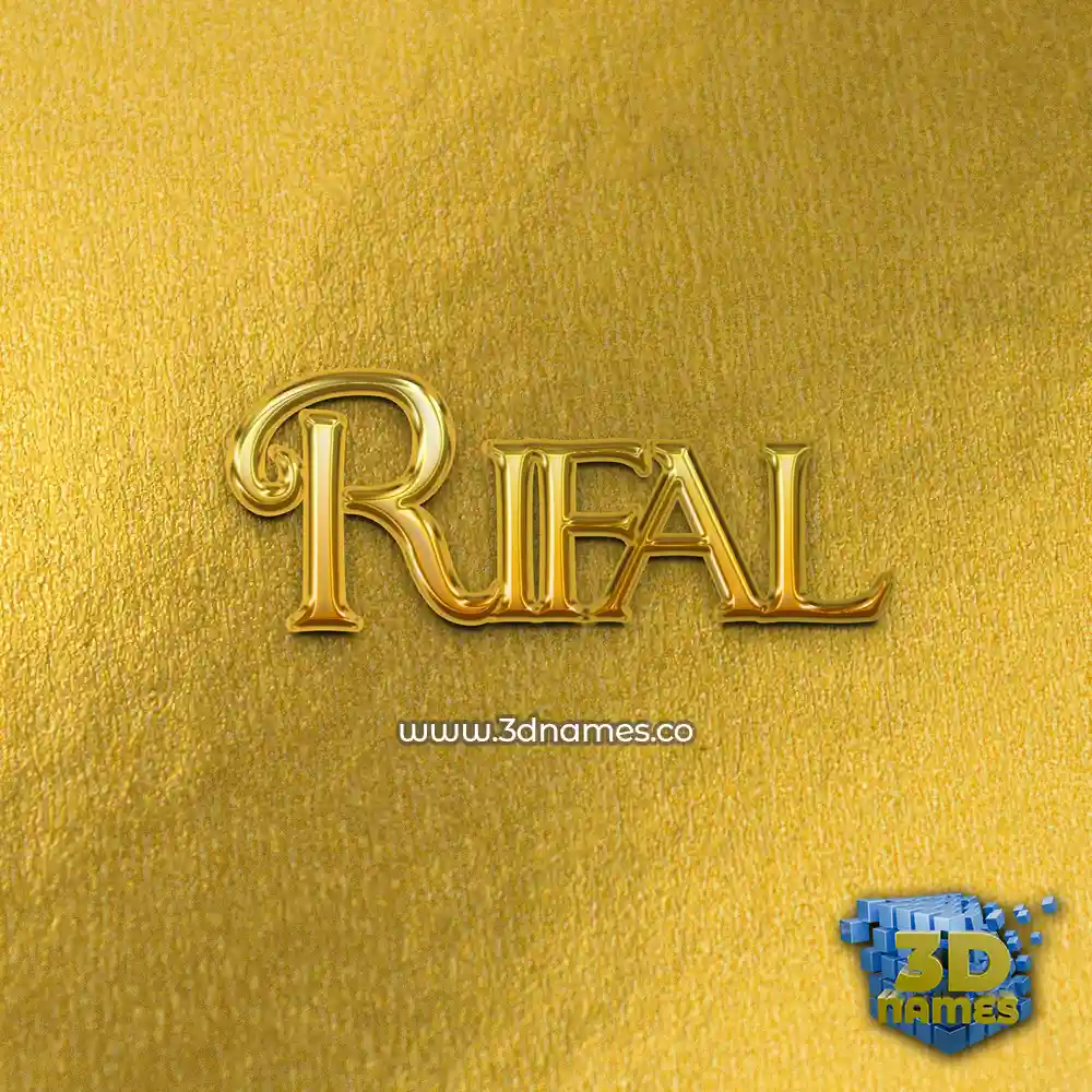 rifal in All Gold style - 3D name wallpaper