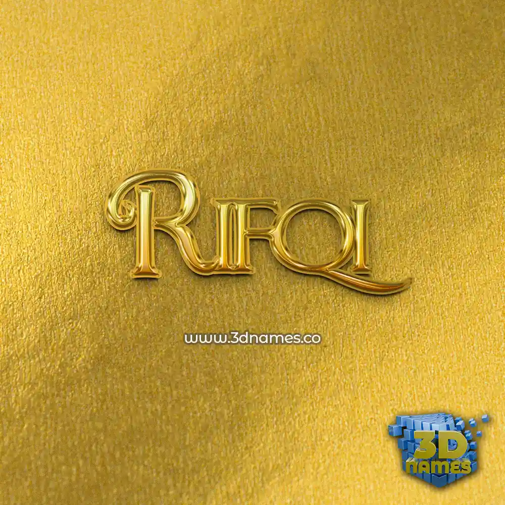 rifqi in All Gold style - 3D name wallpaper