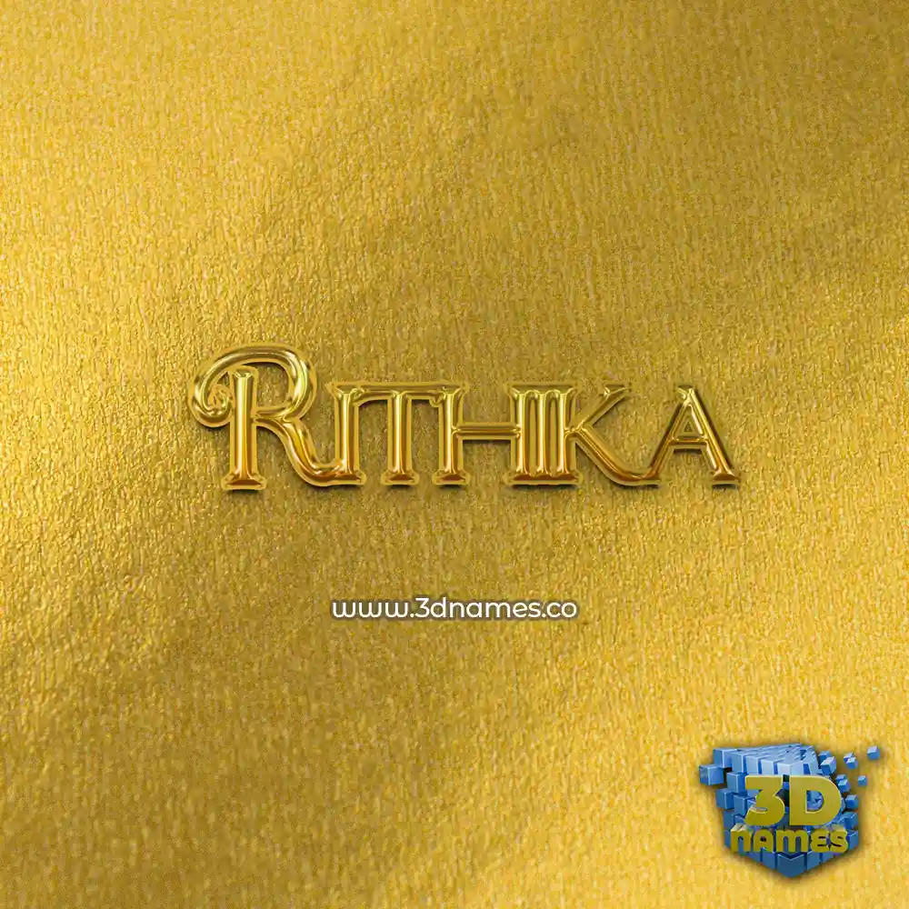 rithika in All Gold style - 3D name wallpaper