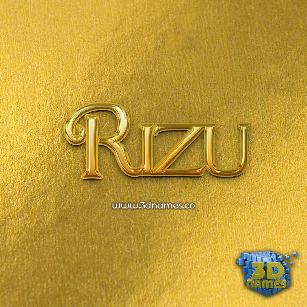 rizu in All Gold style - 3D name wallpaper