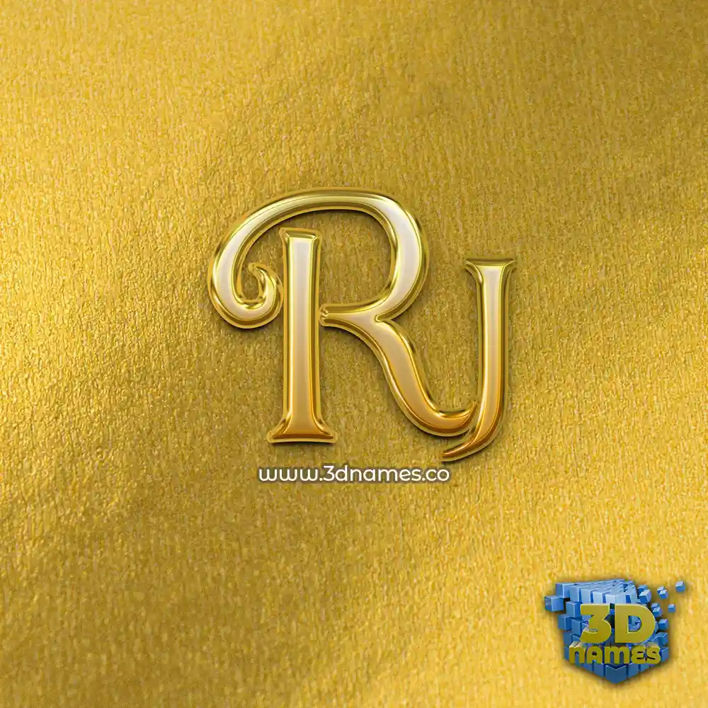 rj in All Gold style - 3D name wallpaper