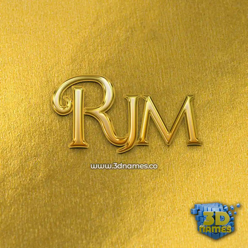 rjm in All Gold style - 3D name wallpaper