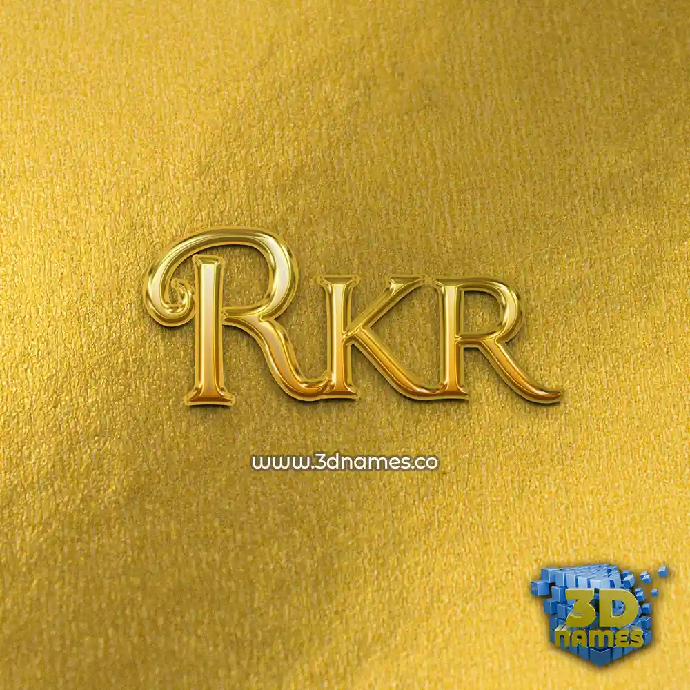 rkr in All Gold style - 3D name wallpaper