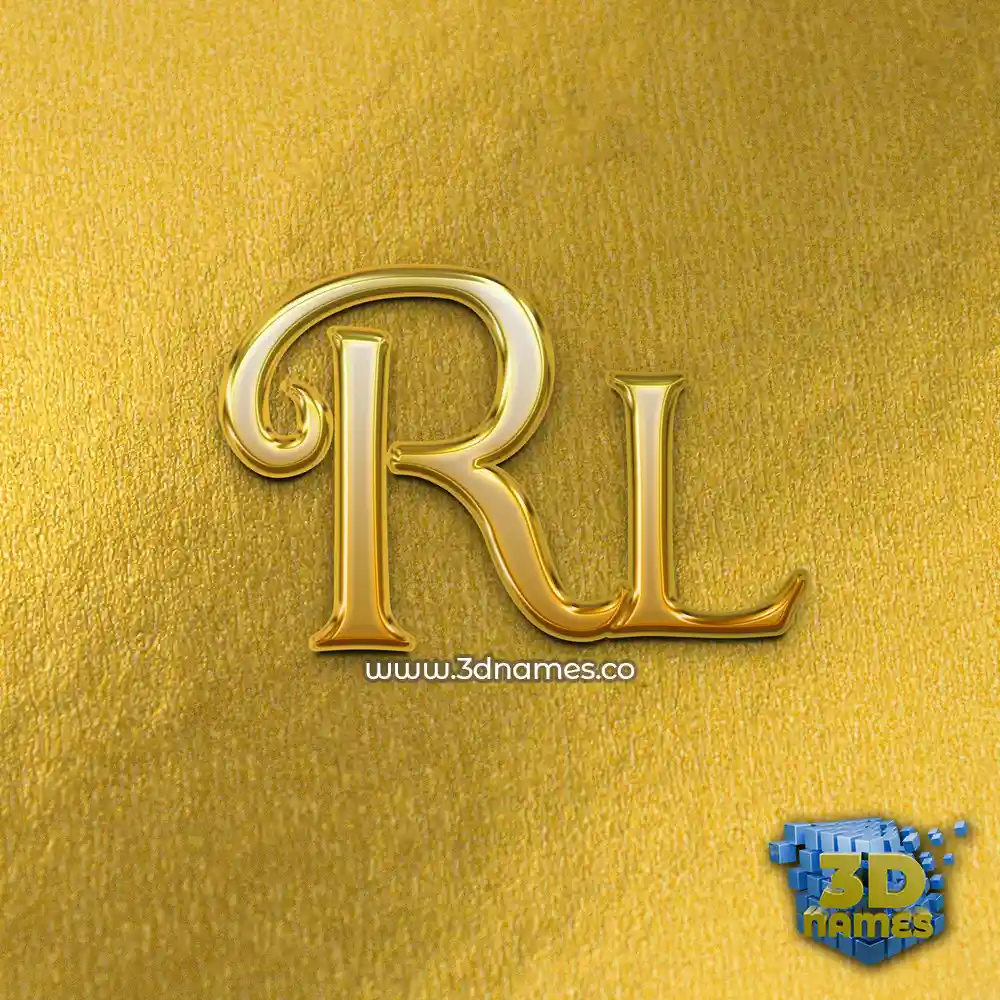 rl in All Gold style - 3D name wallpaper