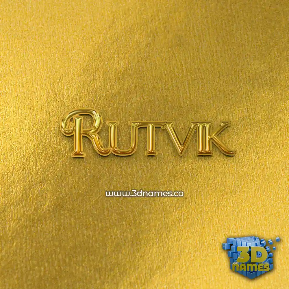 rutvik in All Gold style - 3D name wallpaper