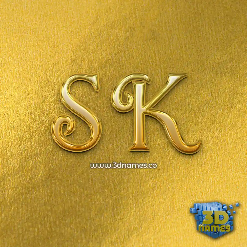 s k in All Gold style - 3D name wallpaper