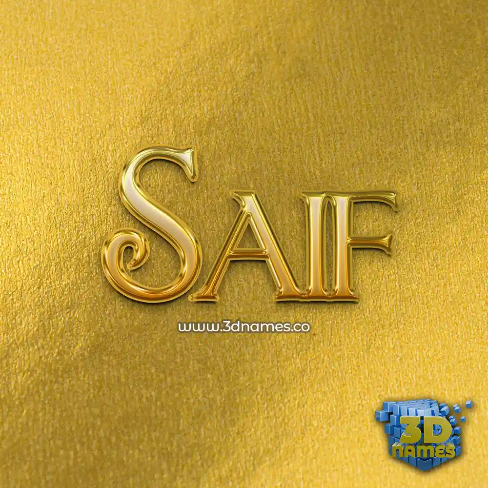 saif in All Gold style - 3D name wallpaper