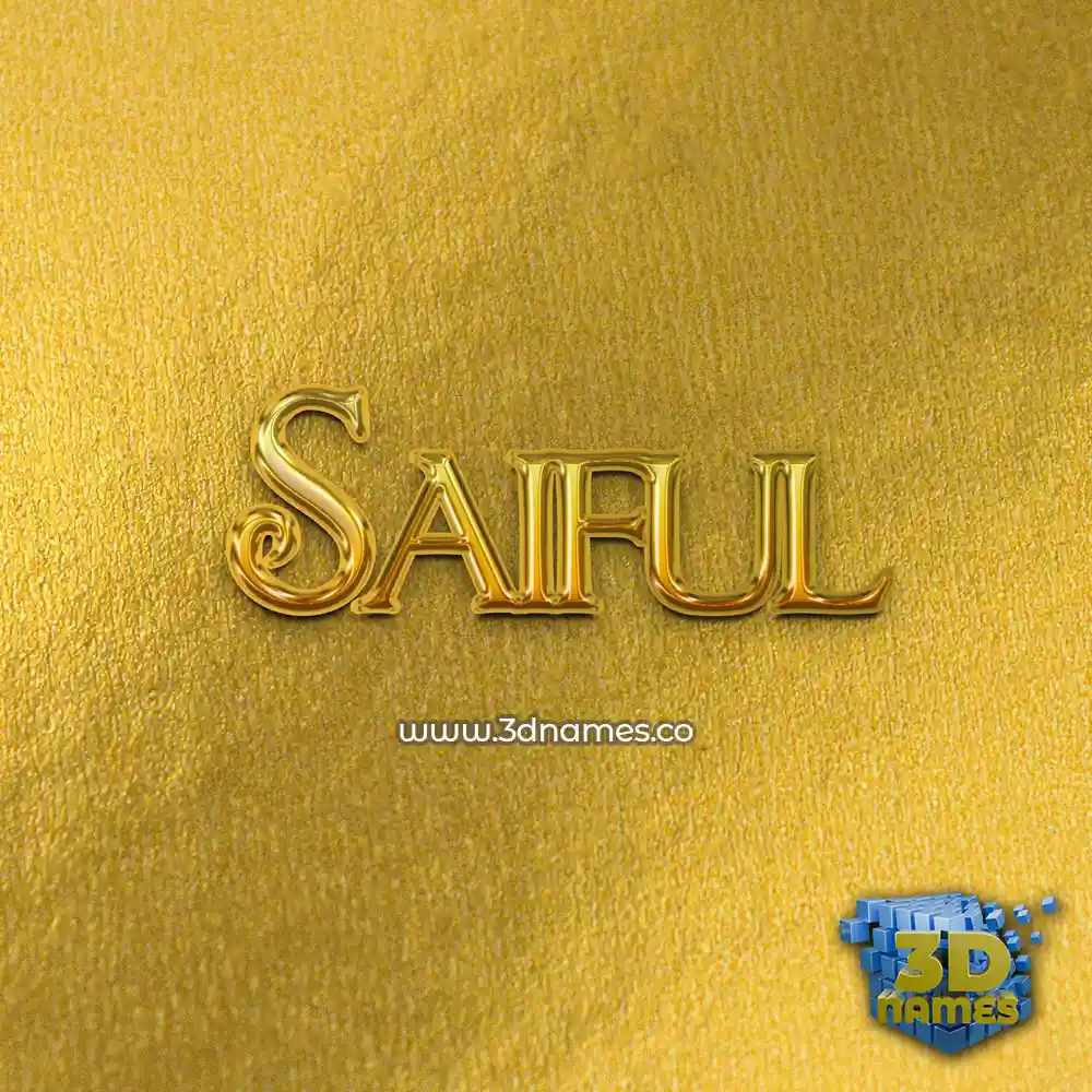saiful in All Gold style - 3D name wallpaper