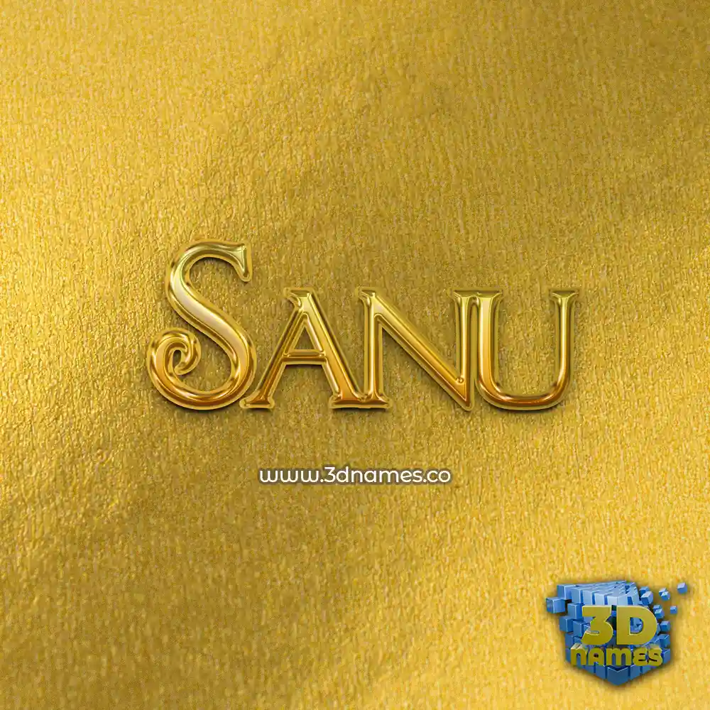 sanu in All Gold style - 3D name wallpaper