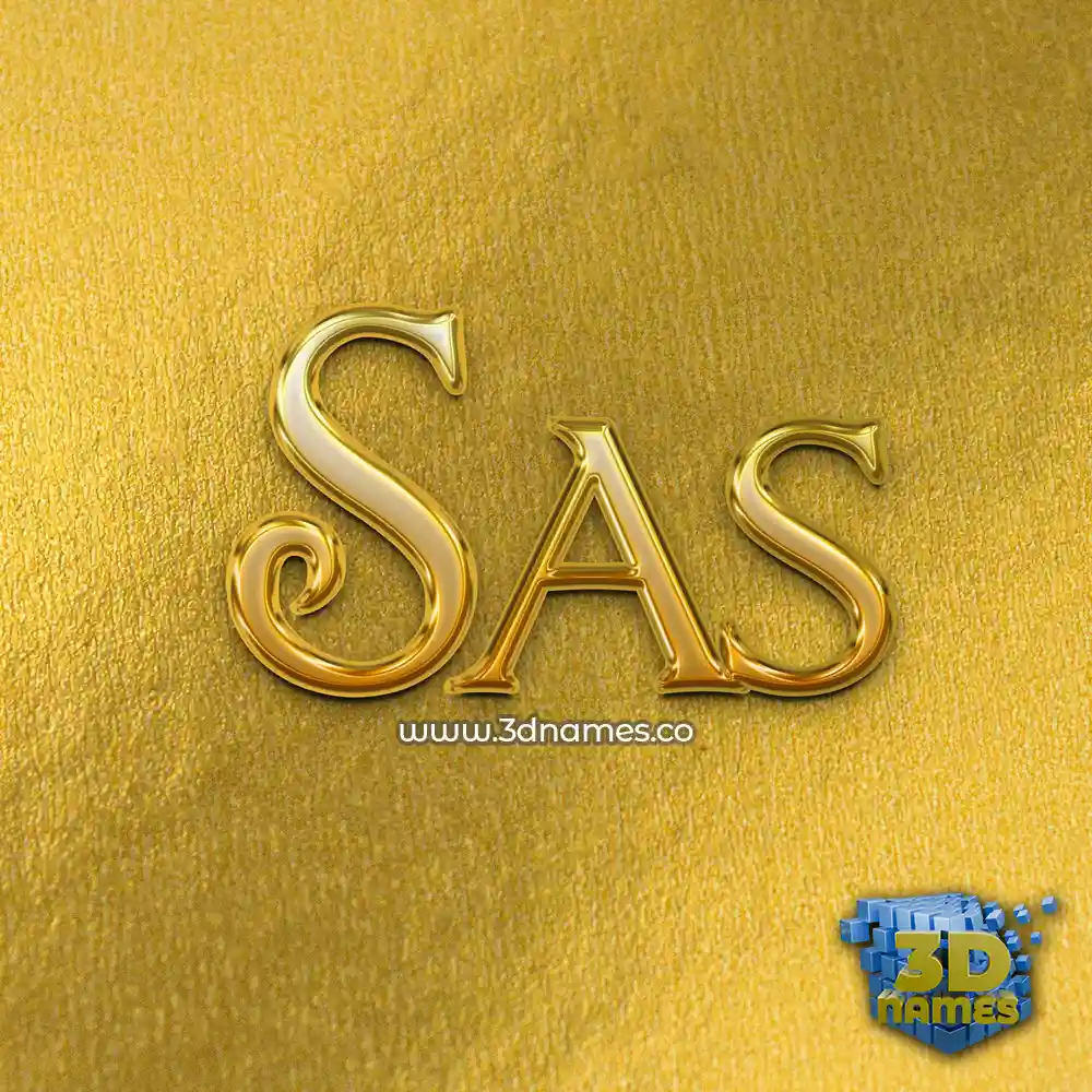 sas in All Gold style - 3D name wallpaper
