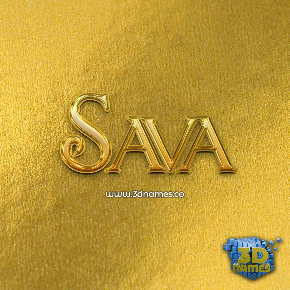 sava in All Gold style - 3D name wallpaper