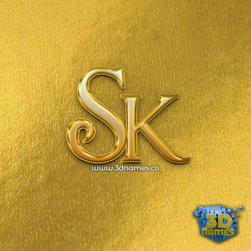 sk in All Gold style - 3D name wallpaper