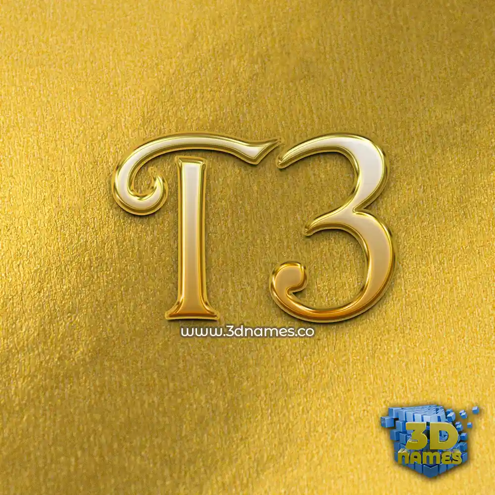 t3 in All Gold style - 3D name wallpaper