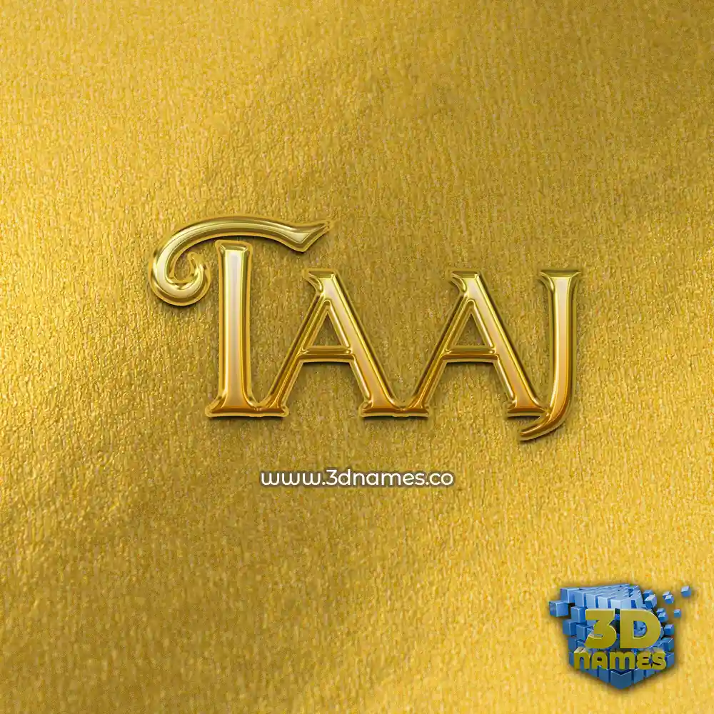 taaj in All Gold style - 3D name wallpaper