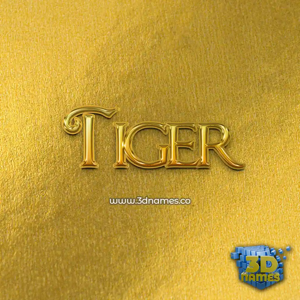 tiger in All Gold style - 3D name wallpaper