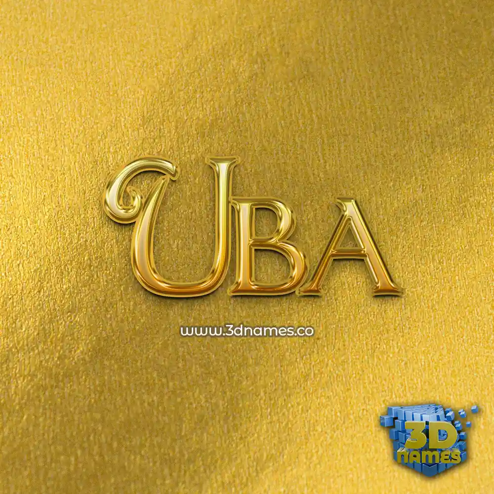 uba in All Gold style - 3D name wallpaper