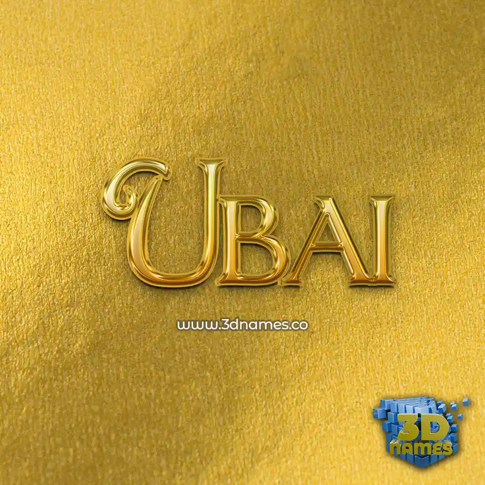 ubai in All Gold style - 3D name wallpaper
