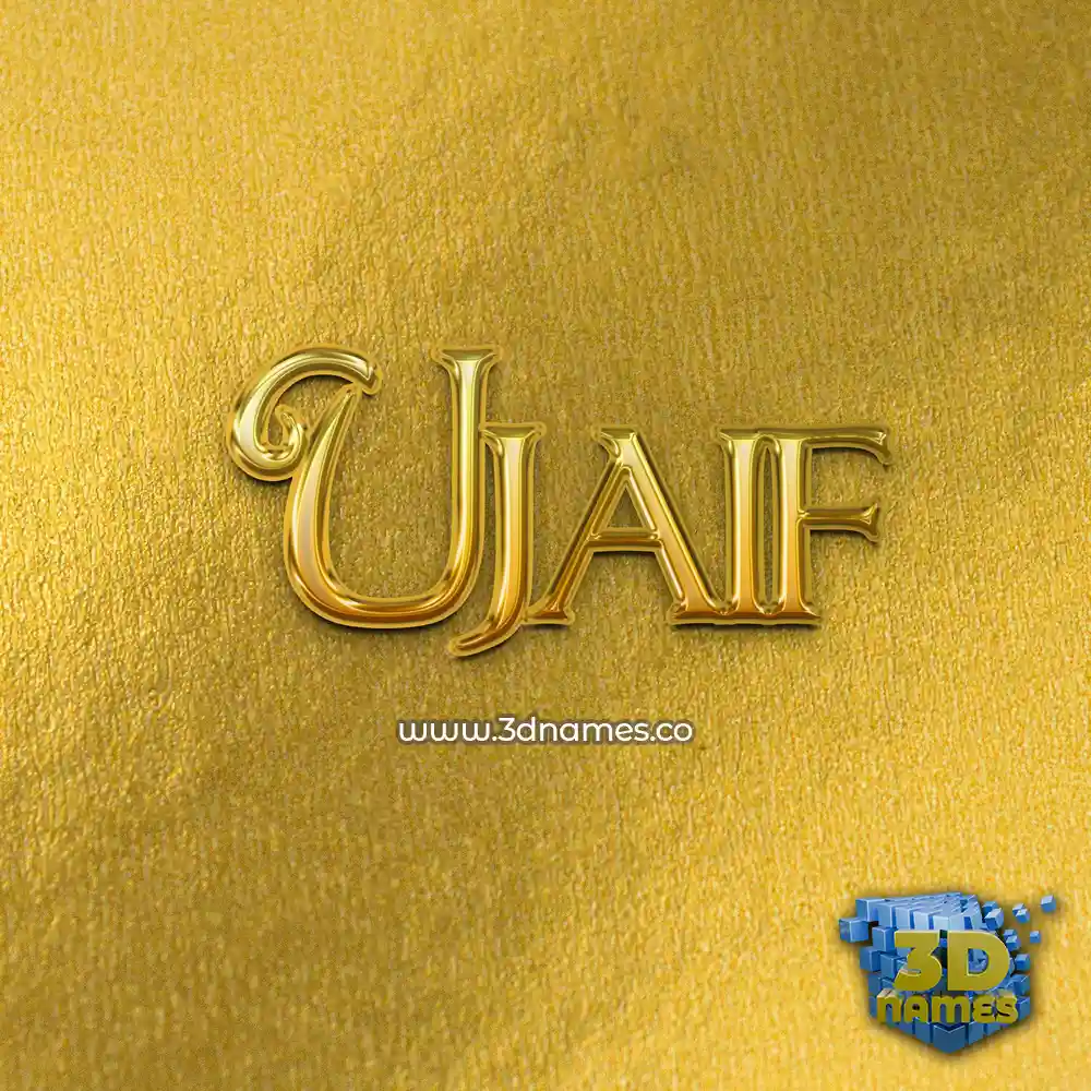 ujaif in All Gold style - 3D name wallpaper