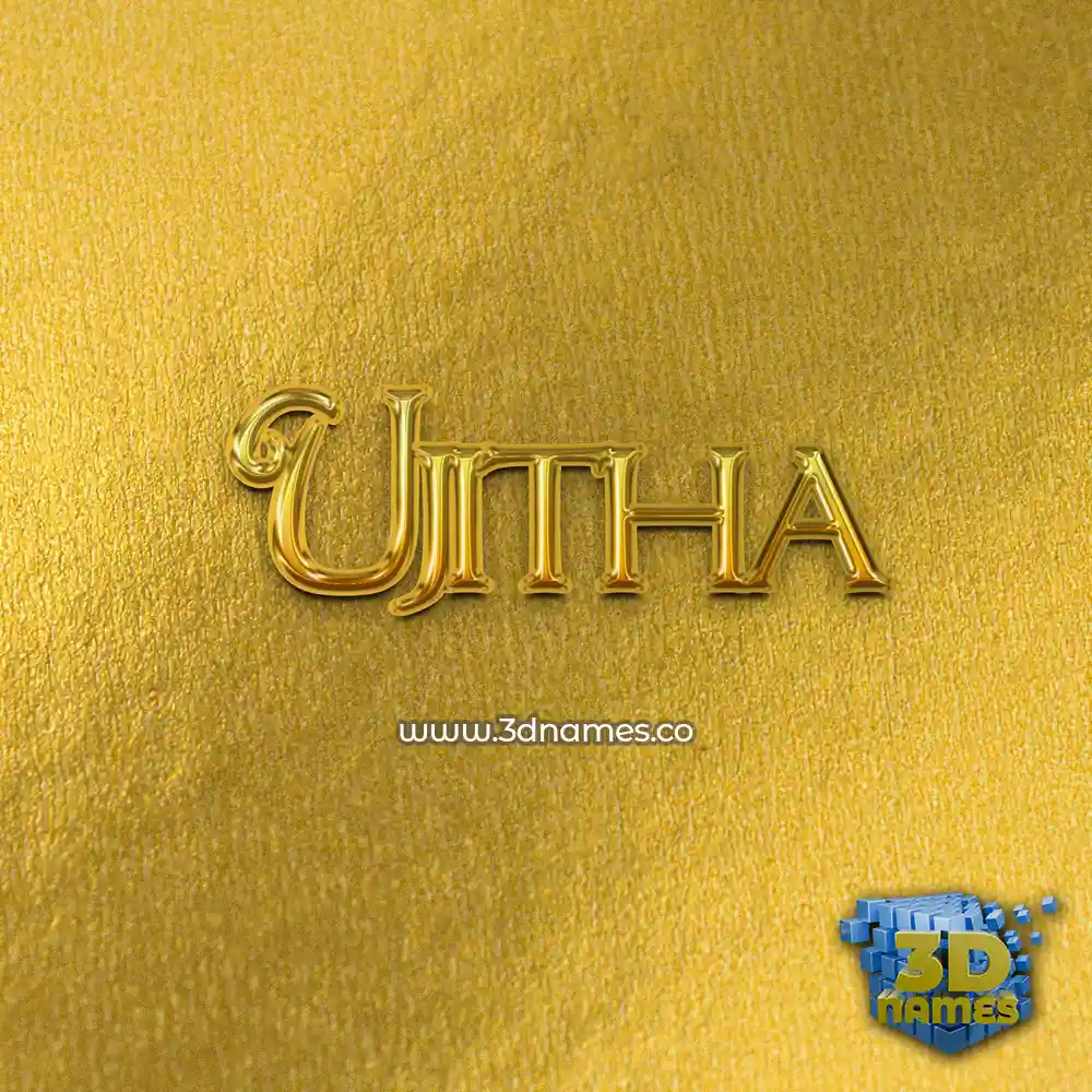 ujitha in All Gold style - 3D name wallpaper