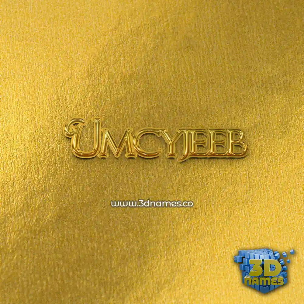 umcyjeeb in All Gold style - 3D name wallpaper