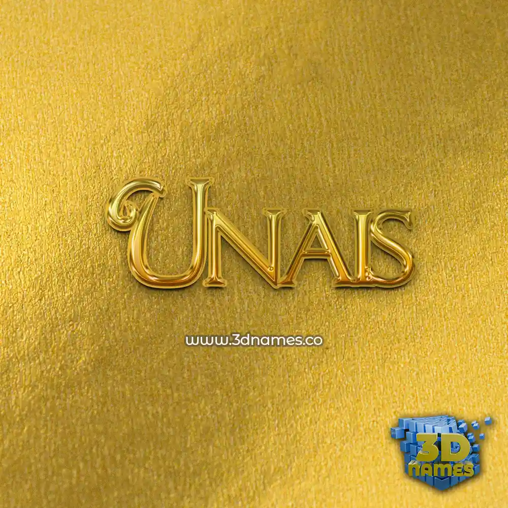 unais in All Gold style - 3D name wallpaper