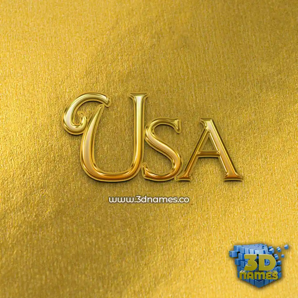 usa in All Gold style - 3D name wallpaper