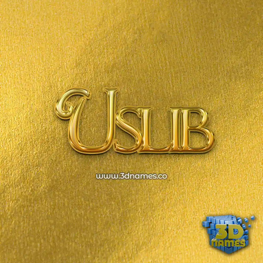 uslib in All Gold style - 3D name wallpaper