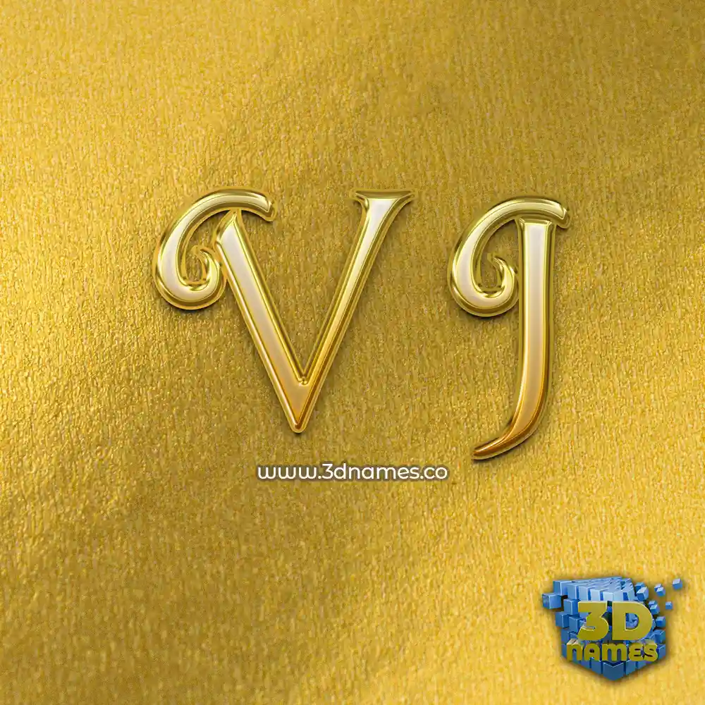 v j in All Gold style - 3D name wallpaper