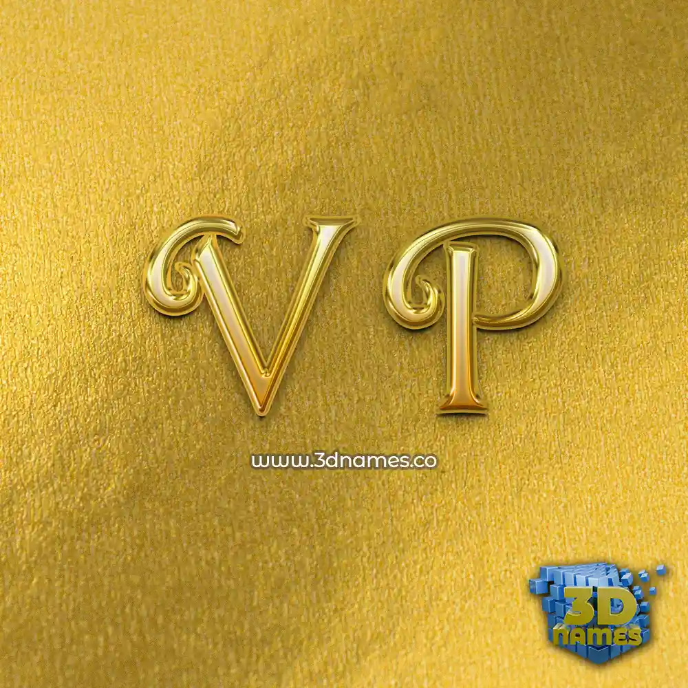 v p in All Gold style - 3D name wallpaper